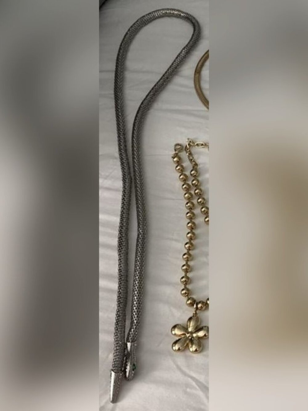 Silver Mesh Snake Wrap Necklace